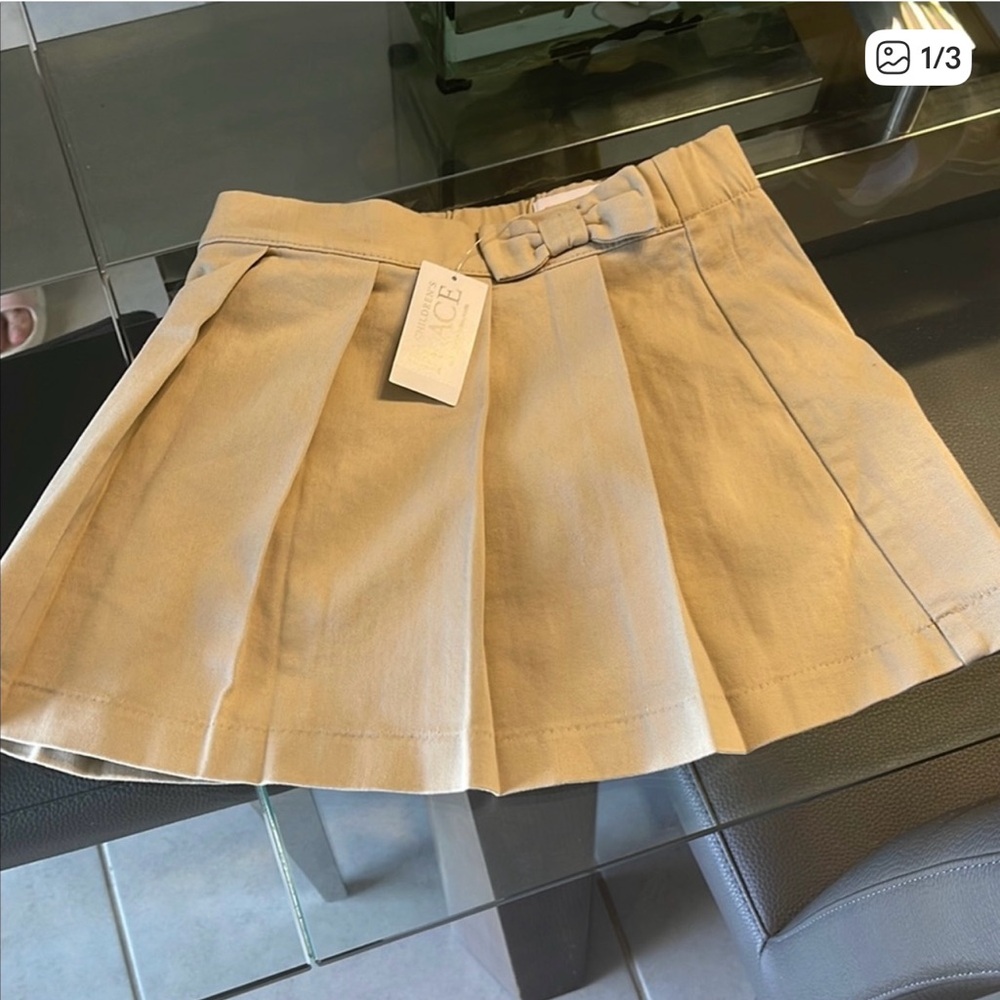 The Children's Place Beige Pleated Skirt with Bow
